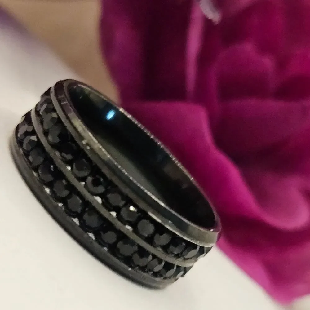 Black & Black Diamond Titanium Ring